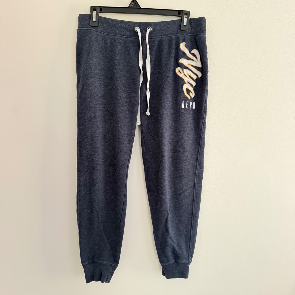 Aeropostale Navy Heather Applique Jogger Sweatpants Y2K Loungewear, Size M